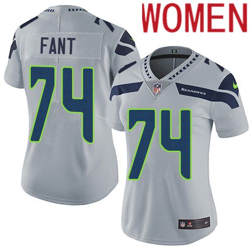 Women Seattle Seahawks 74 George Fant Nike Gray Vapor Limited NFL Jersey